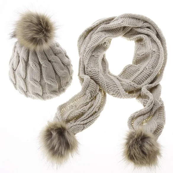 Женский вязаный комплект из шапки и шарфа со стразами, зима 2023, комплект из двух предметов, шапка
