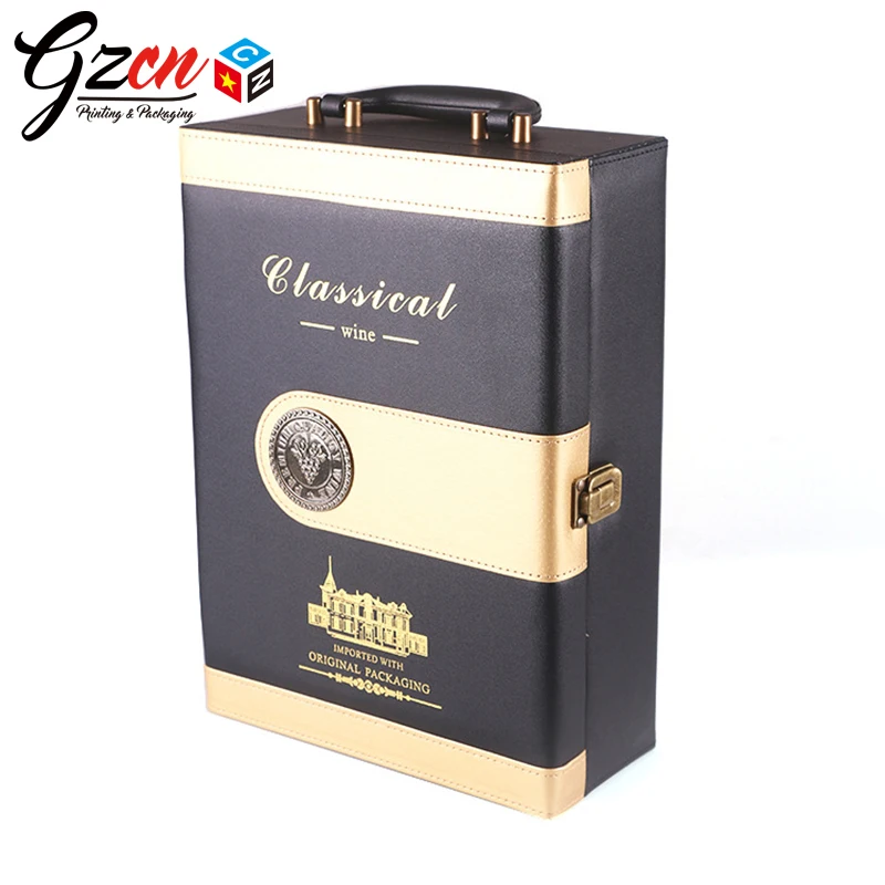 Custom packaging accessories luxury PU leather wine gift box