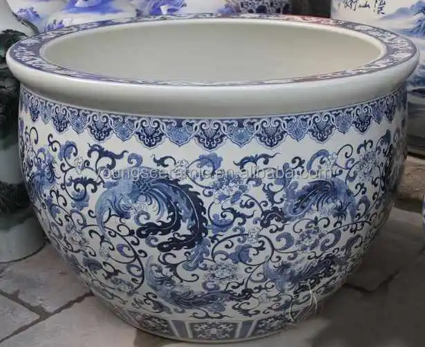 Luxury large jingdezhen hand painted blue and white ceramic pot planters