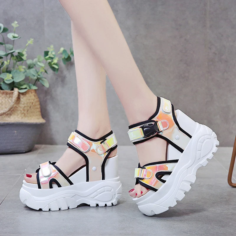 
Fashion breathable 17cm platform shoes casual sandals for women High heels Pretty Ladies Shoe Slippers 