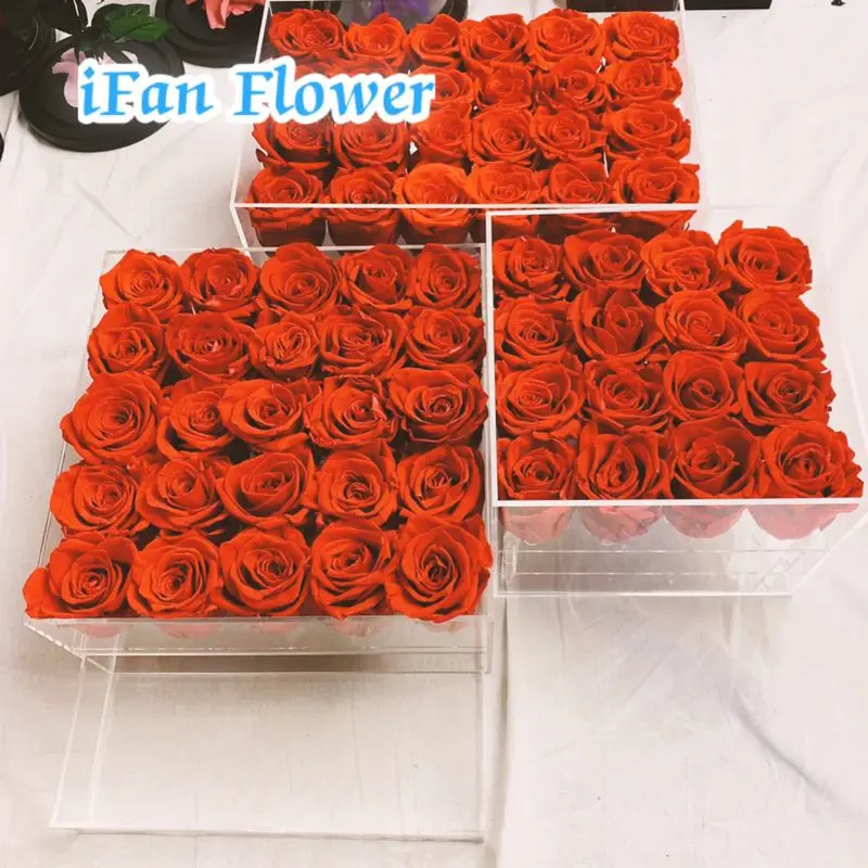 Eternal flower box preserved rose eternal life flower acrylic box wholesale
