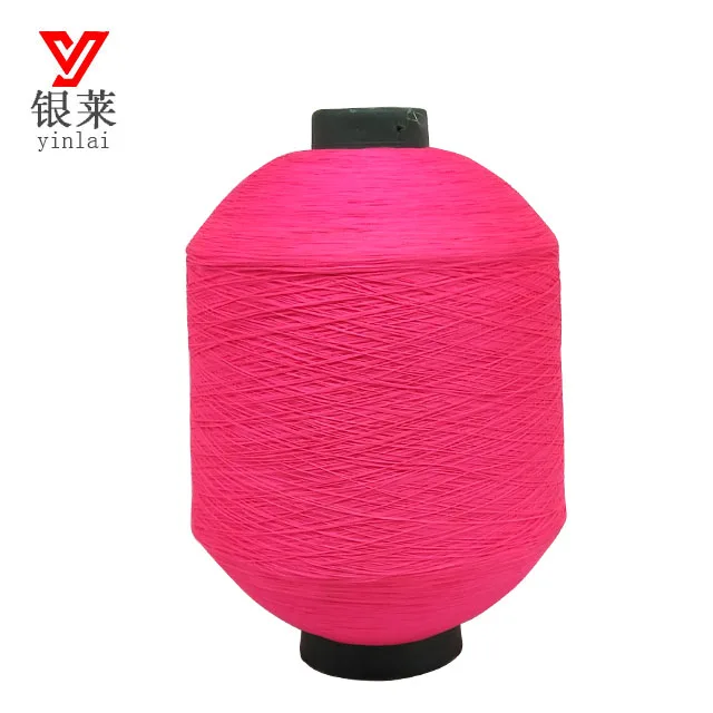Recycled 100% polyester yarn made from pet bottle flakes fiber close virgin yarn