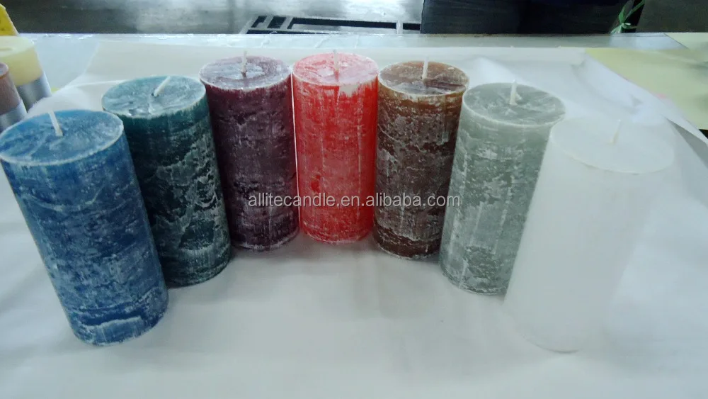 Allite home decorative private label paraffin frosted scented pillar candle