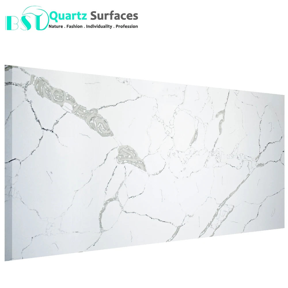 Customized Calacatta Artificial Quartz Stone Slabs High Quality White Kitchen Modern Kitchen Counter Top Marble Solid Surface