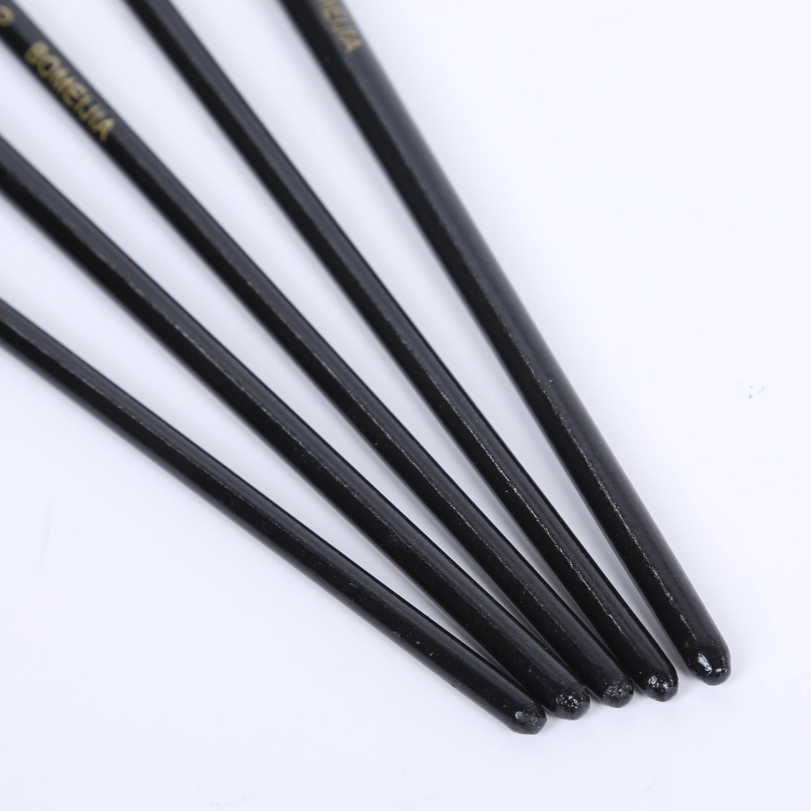 BOMEIJIA 6pcs A0138 Professional Art Supplies Black Bar Fan Design Artist Paint Brushes Pens Sets