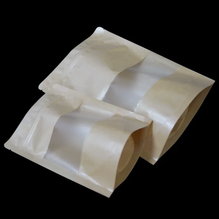 kraft paper zipper bags with clear window kraft paper ziplock bag kraft stand up pouches