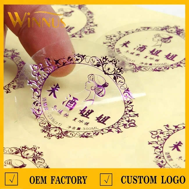 custom logo barcode print die cut self adhesive plastic transparent pvc stickers sheet hot stamping gold foil clear sticker