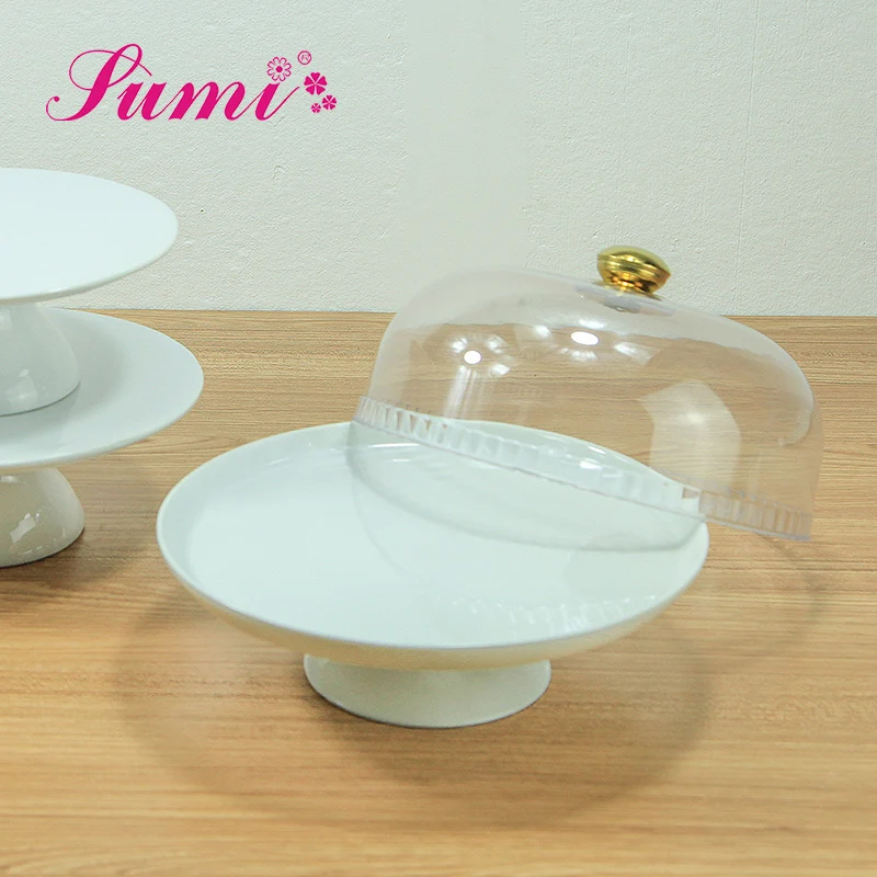 Hot sale custom tableware plate layer ceramic cake plate stand for wedding party