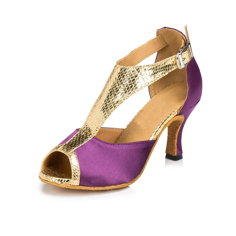 Туфли женские пятнистые для латиноамериканских танцев, замшевые сандалии с ремешком на щиколотке, каблук 3 дюйма