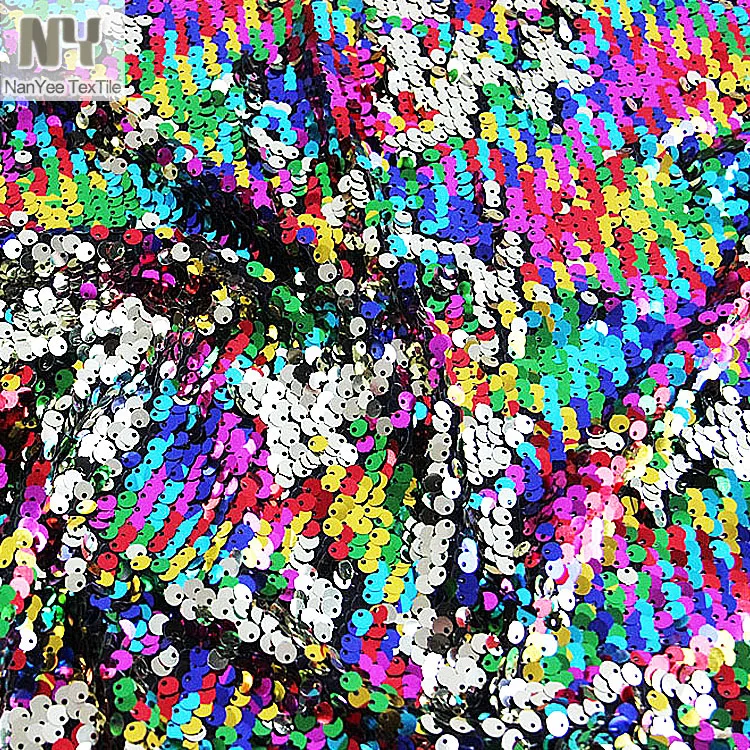 Nanyee Textile Full Color Metallic PET Material Sequin Fabric