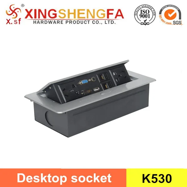 Retractable Automatic Pop-Up Three Plug Power Socket Wire Cable Grommet For Office Desk