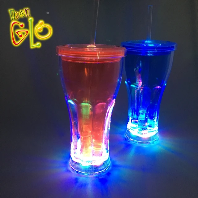 Light Up Double Wall Glass Cup Plastic LED Double Wall Tumbler