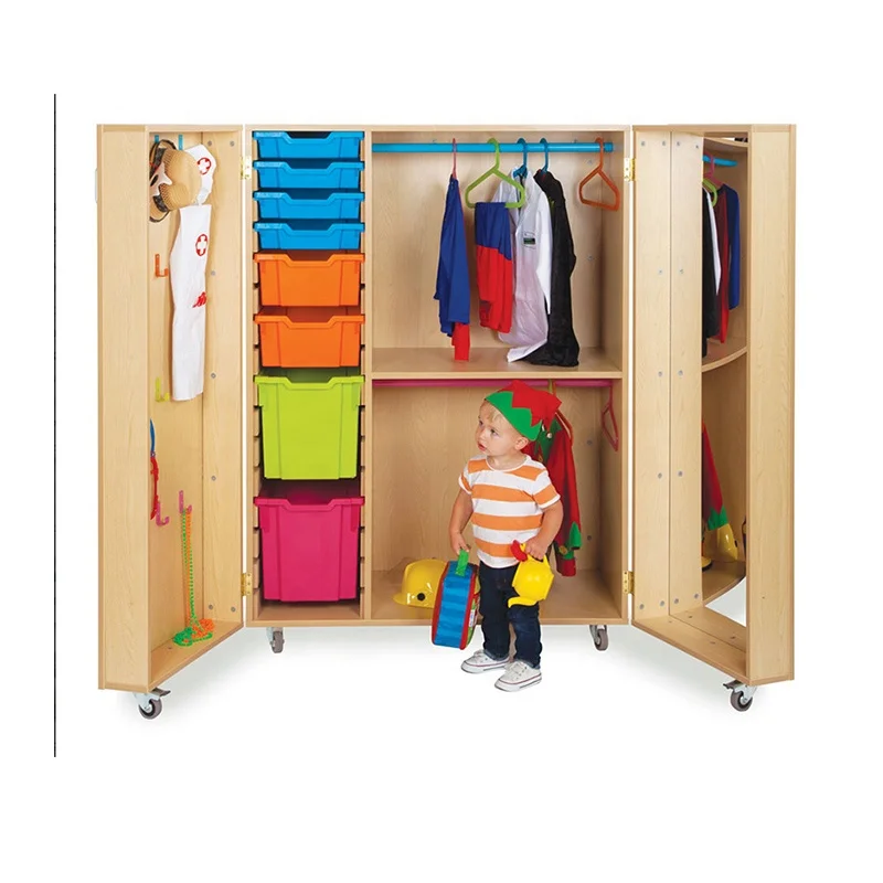 Hot Selling Box Outdoor Wooden With Boxes Cube For School Children Kindergarten Folded Wooden Cabinet Storage