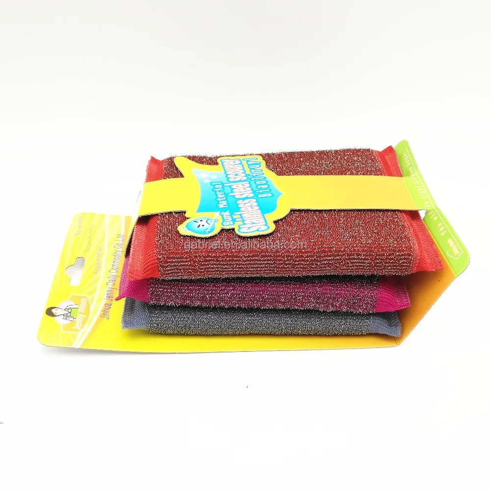 3pcs Non-scratching sponge scourer kitchen cleaning scouring pad