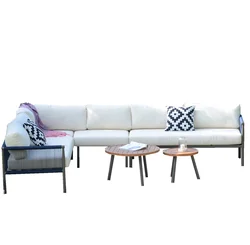 2019 Moda Casual  Outdoor Patio Rattan Garden Rope Furniture Corner Sofa Set