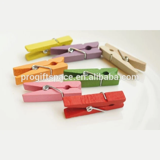 2023 hot sale promotion items handicraft colored plastic clip home decoration mini clothespin peg wooden craft clips