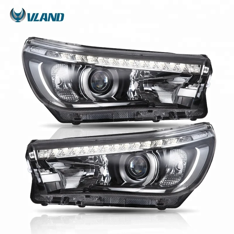 VLAND wholesales factory manufacturer sequential Revo Vigo Recoo headlight 2015-UP LED head lamp For Toyota Hilux
