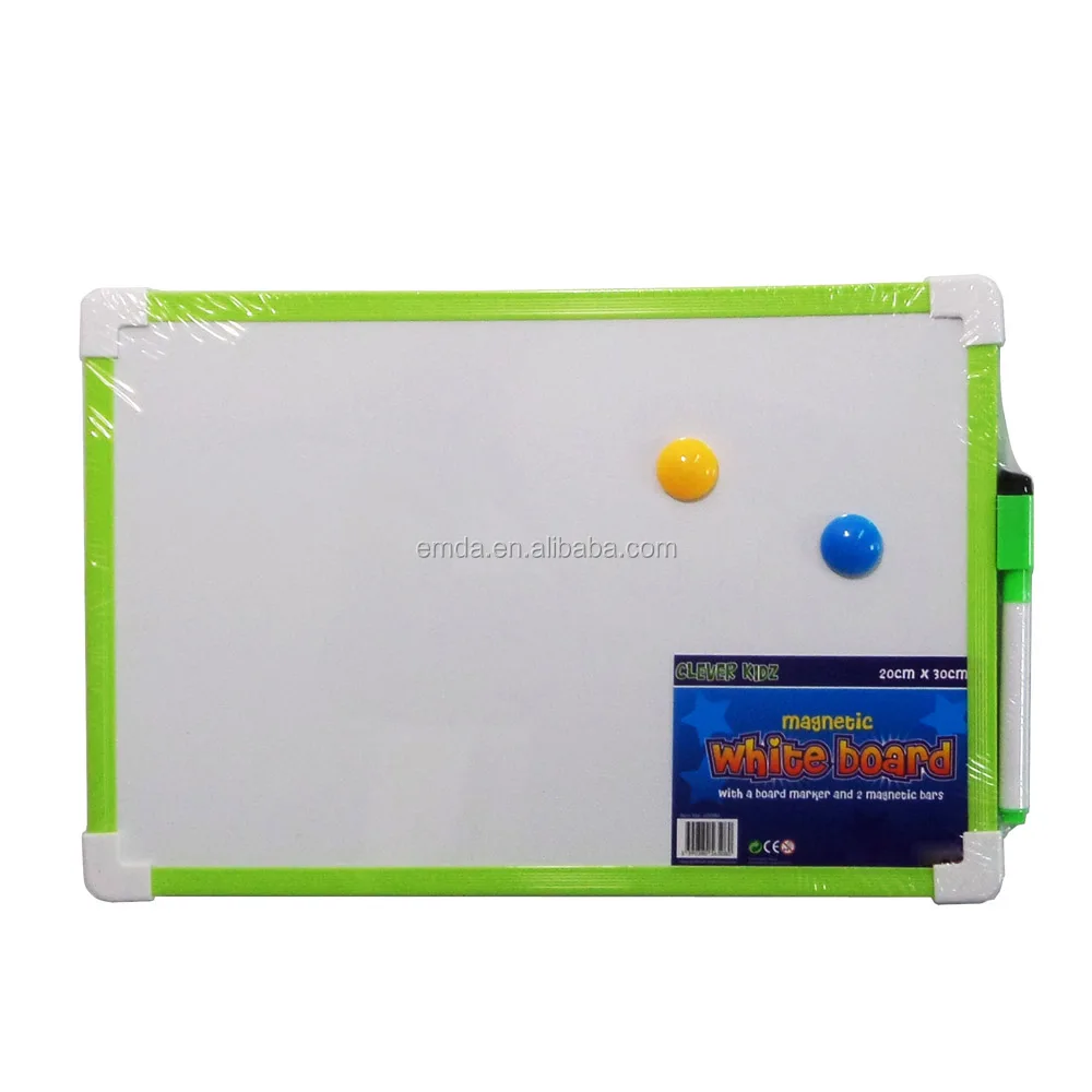 Children magnetic mini size 30X20cm white board with colored plastic frame