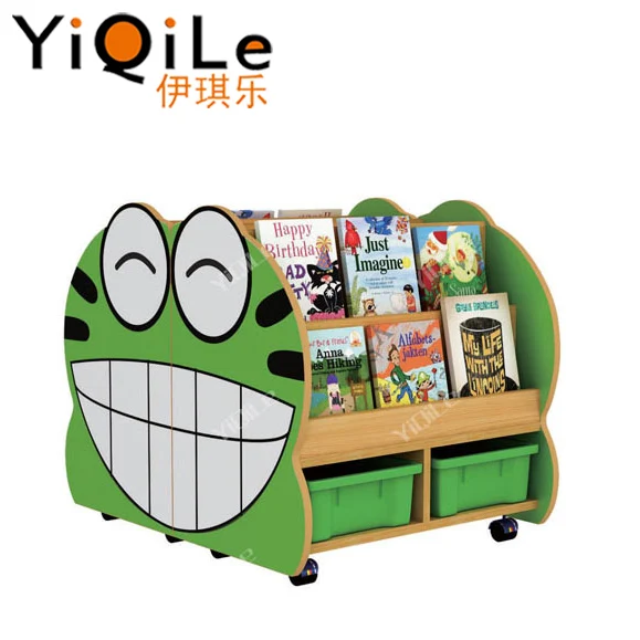Car style shelves for children book wooden kindergarten bookshelf attractive kids book shelf