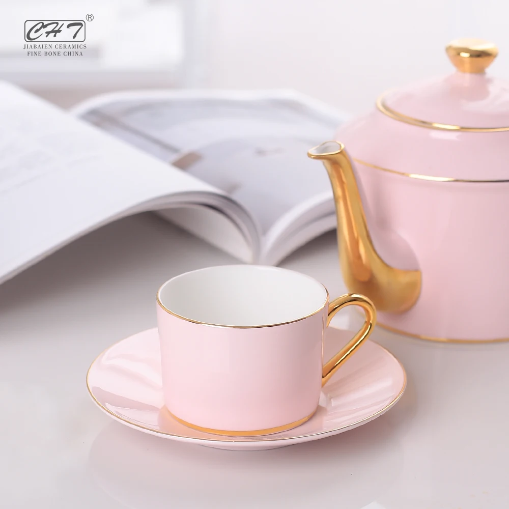 15pcs high quality decorative german breakfast coffee tea cup set fine bone china gifts packing royal with gold rim  for cafe