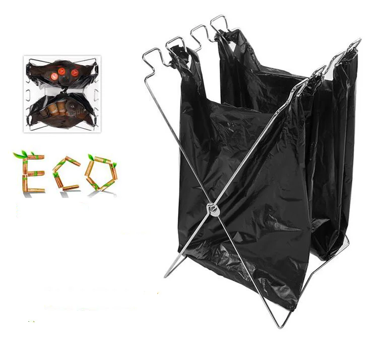 Trash Bags Gallon Holder Stand, Waste Sorting Bin, Grass Clippings Portable Fold Up Can for Camping Recycling