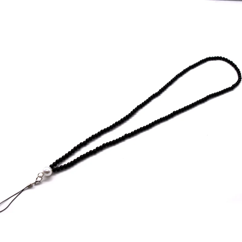 
Hot sale black crystal rhinestone necklace lanyard with cellphone loop 