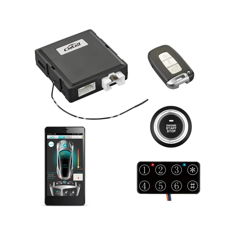 PKE Автомобильная сигнализация с кнопкой запуска и остановки двигателя с дистанционным запуском двигателя и управлением через приложение смартфона GPS/GSM/GPRS