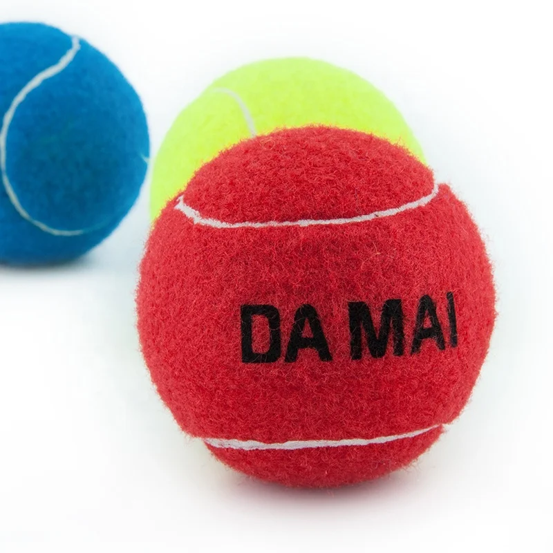3 inch red yellow blue color pet tennis ball toy