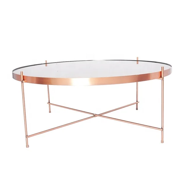 
Modern wholesale custom fashion tinted mirror metal frame coffee table 
