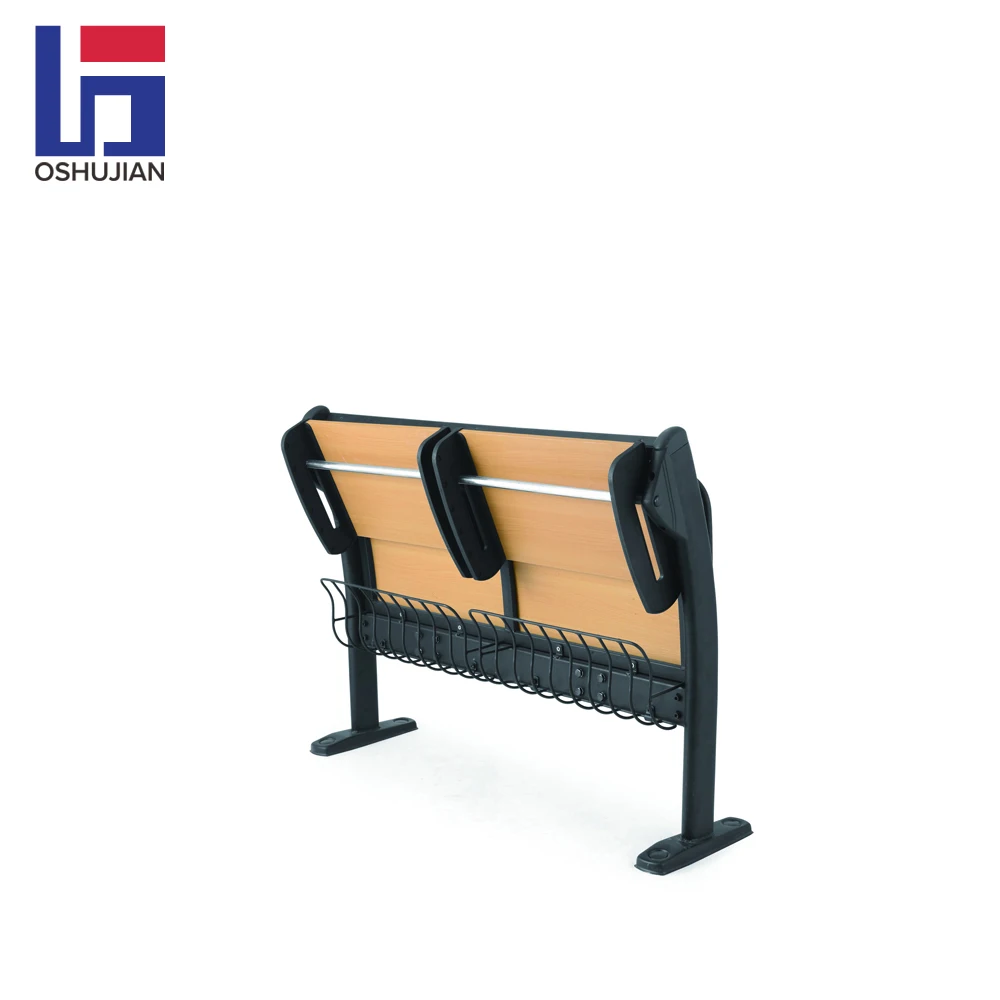 Metal and wooden student desk and chair college classroom furniture