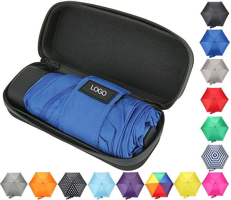 wholesale custom waterproof rainbow 5 fold foldable micro mini umbrella with logo print