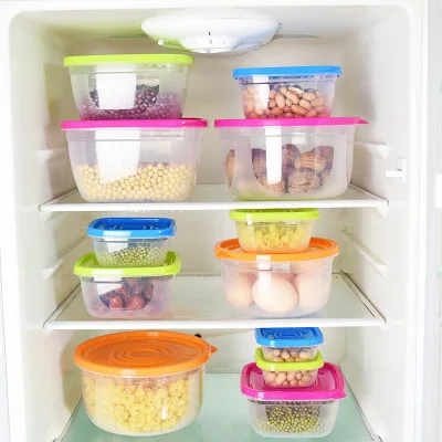 5 PCS Kitchen Refrigerator Organization Microwavable Plastic Food Storage Container Set