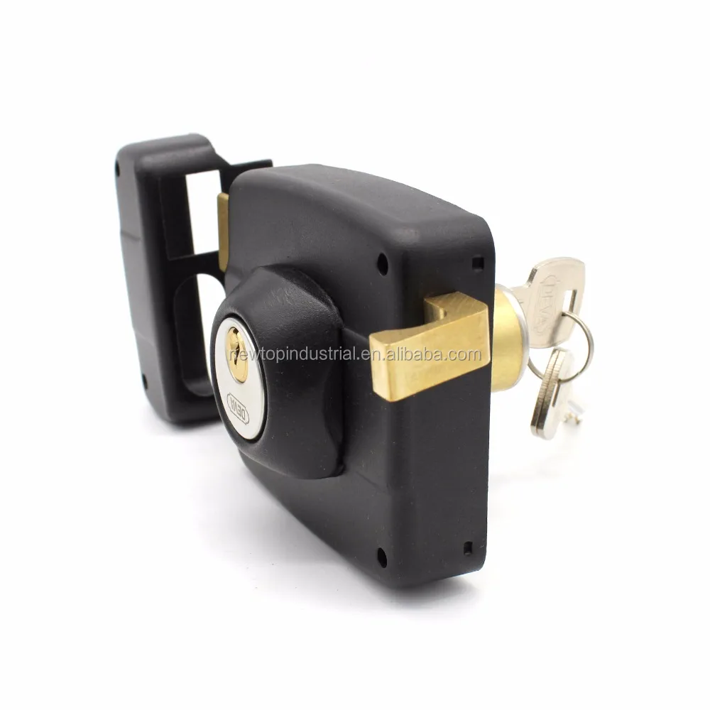High quality rim door lock round latch security door lock with 3pcs brass keys 2 levels