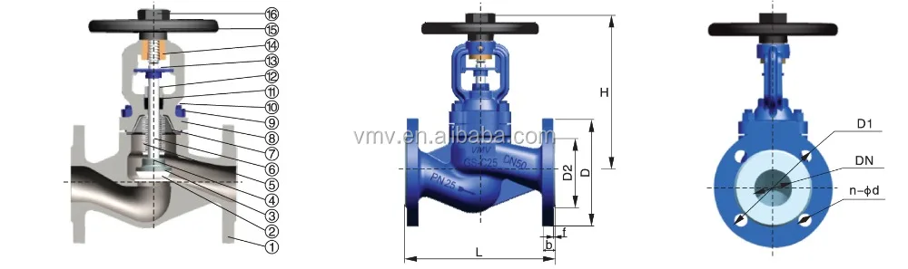 China Manufacturer DIN Flanged WCB Body Bellows Seal Globe Valve For water system