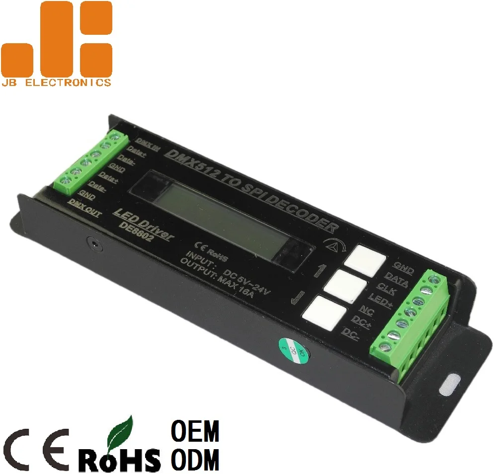 DMX512 Available Standalone 26 Modes 170 Pixel RGB Lighting DE8802 SPI strip controller