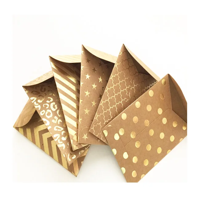 Gold foil stamped kraft paper mini envelope,small size jumbo gift envelope,Customize jewelry repair envelope