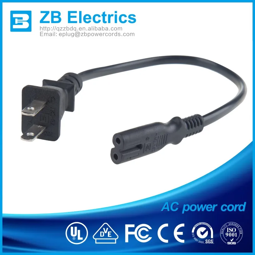 2 pin AC ZB-02T Номинальная 7A 125V штепсельную вилку шнура питания Тайвань утвержденные 2 ядра электрический кабель
