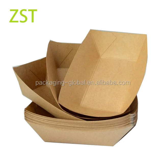 Boat shape disposable custom printed paper food tray
