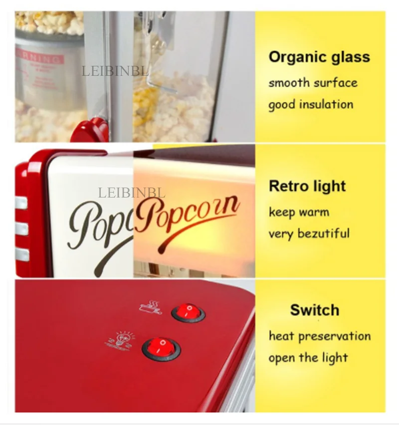 Hot Air Popcorn Maker mini size home used old fashioned kettle popcorn cart