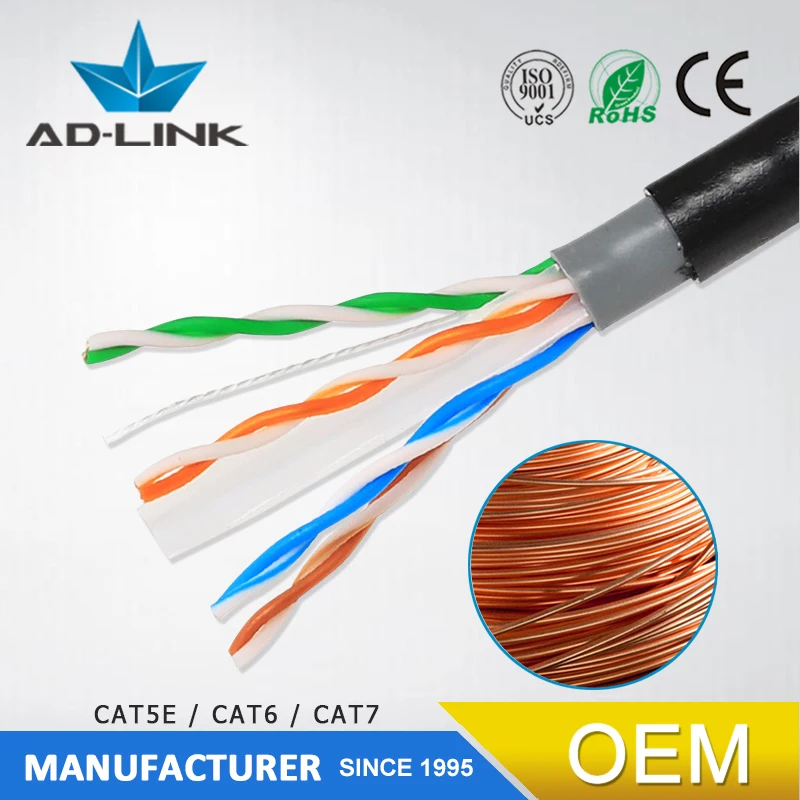 
 1000 футов/рулон 4*2 * 23awg CCA наружный CAT6 кабель связи  