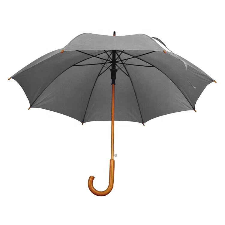 fiberglass polyester pongee windproof wood handle straight umbrella auto open
