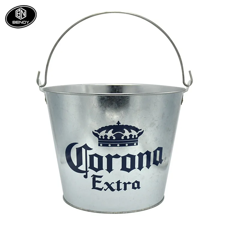Factory 5L customized design Galvanized Metal Champagne Wine Beer Ice Bucket for outdoor