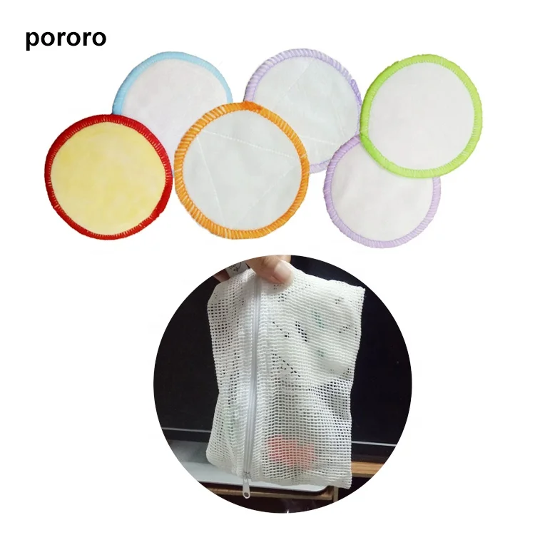 2 or 3  Layers Cheap Reusable Bamboo Remover Makeup Remover Pads Wholesale Round Washable bamboo Cotton