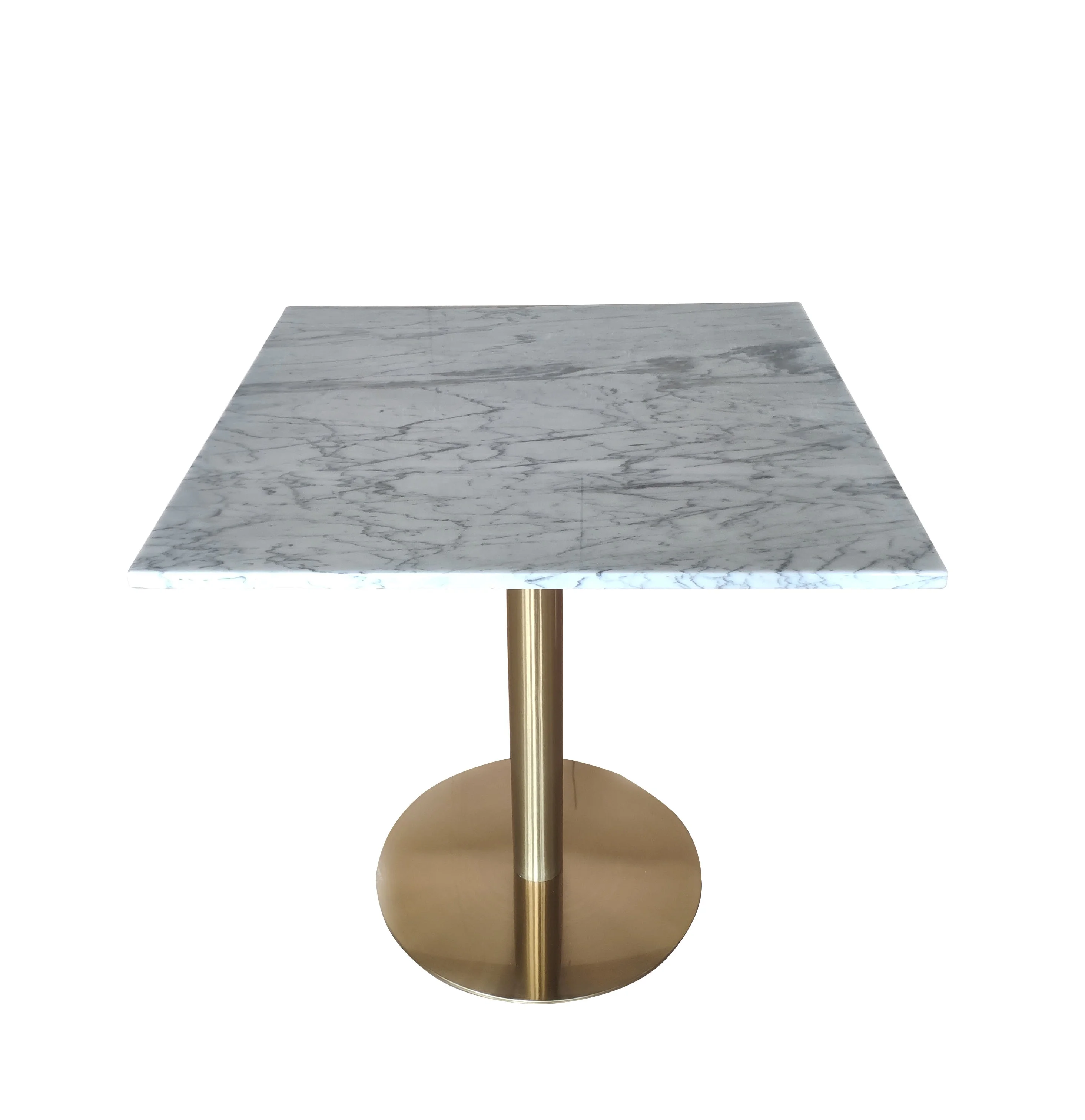 
Modern dining table set brushed gold stainless steel marble dining table restaurant furniture 