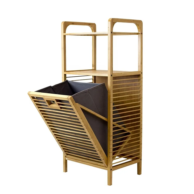 Корзина для белья из бамбукового дерева с наклоном