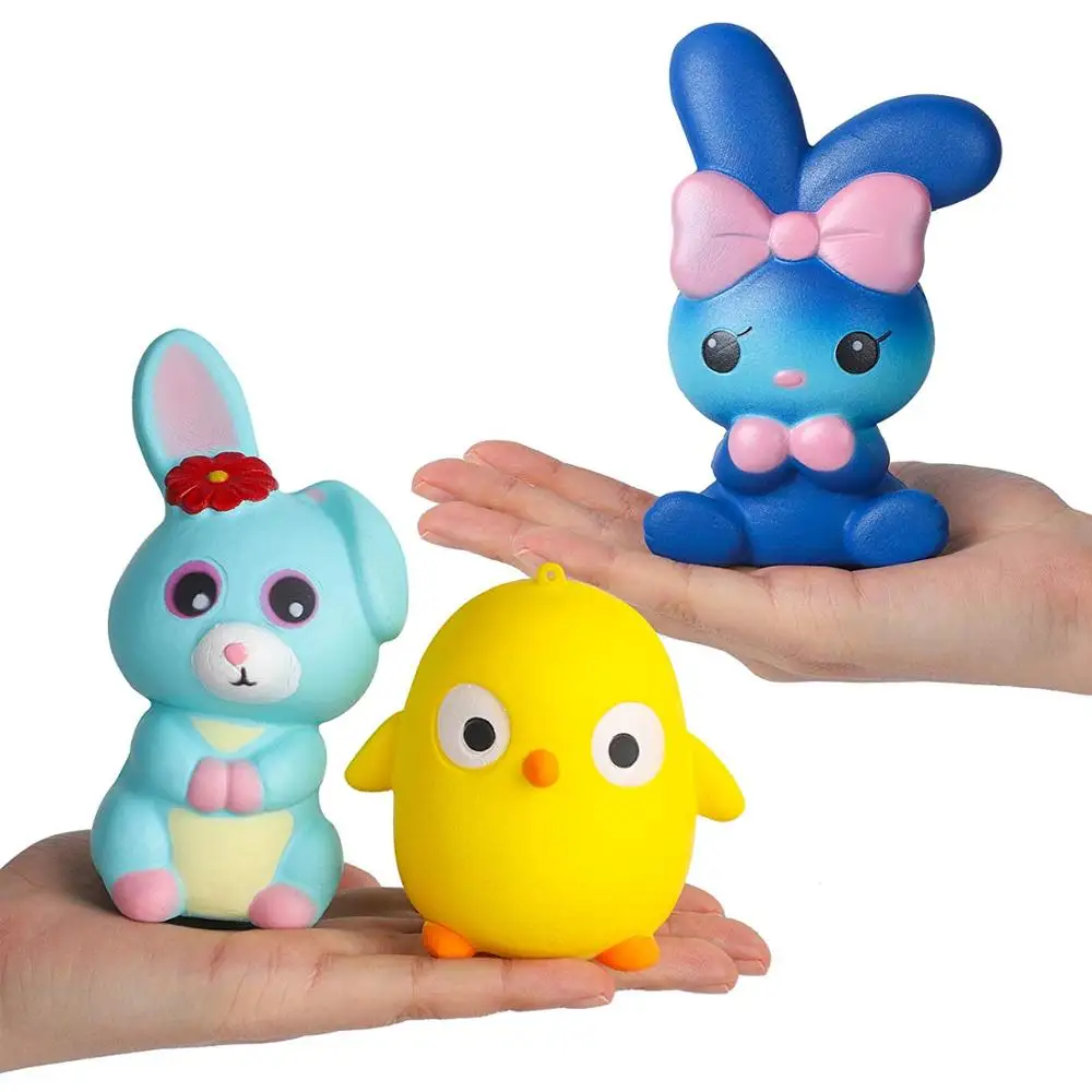 PU foam jumbo cute factory wholesale animal squishy China Easter new kawaii rabbit squishy and Easter Egg Squishy