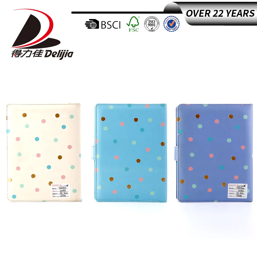1805025 Wave point pattern genuine leather free sample floral notebook