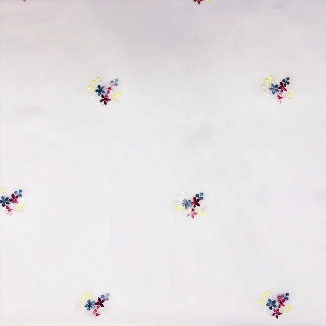 HA-14846E Small flower design 100%Polyster embroidery textile fabric embroidery tulle chiffon lase fabric