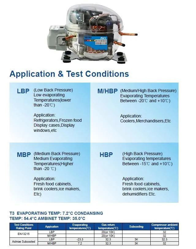 QD65 R134a L/MBP Commercial Refrigeration Compressor, Freezer Compressor