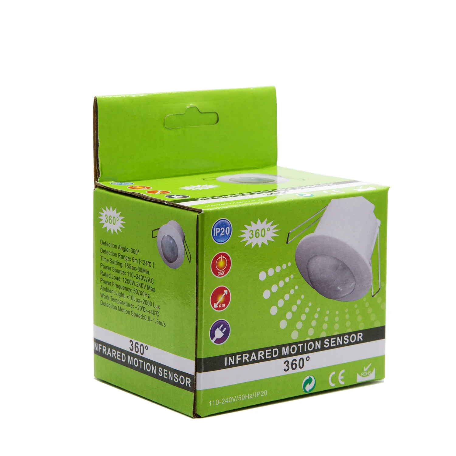 High sensitivity 360 degree 6m ceiling mounted pir sensor, motion pir sensor case